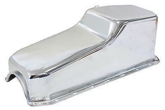 Aeroflow AF82-9005C Steel Stock Oil Pan SBC Chrom Lh/Side Dipstick Rear Sump