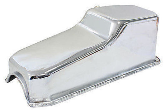 Aeroflow AF82-9005C Steel Stock Oil Pan SBC Chrom Lh/Side Dipstick Rear Sump