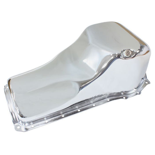 Aeroflow AF82-9343C Ford Cleveland Standard Replacement Oil Pan, Chrome Finish Suit Ford 302 and 351 Cleveland, 5.0L Capacity