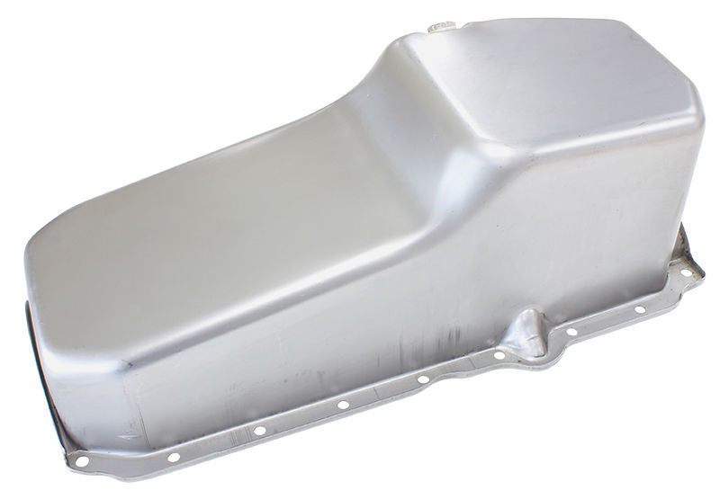 Aeroflow AF82-9414 Stock Oil Pan SBC Late '86 On Rh/Side Dipstick Raw