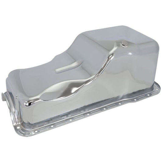 Aeroflow AF82-9532C Ford 351 Windsor Standard Replacement Oil Pan, Chrome Finish Suit Small Block Ford 351 Windsor Front Sump, 5.8L Capacity