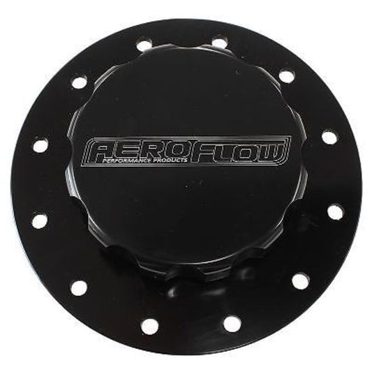 Aeroflow AF85-2002BLK Billet Alloy Fuel Cell Screw On Cap Black Gaskets Bolts