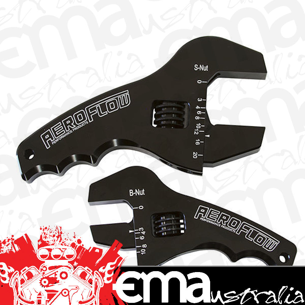 Aeroflow AF98-2039BLK Adjustable Wrench Grip Spanner1 x Small & 1 x Large Shorty
