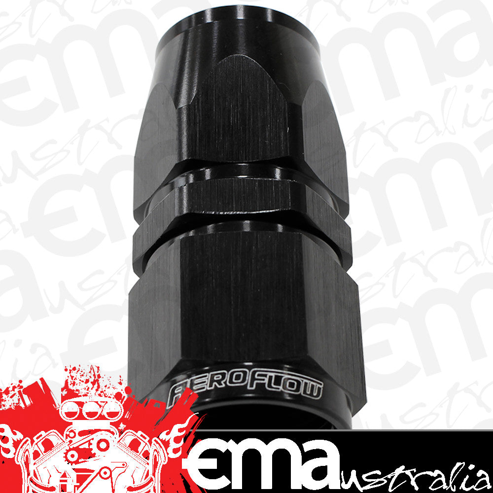 Aeroflow AF201-06DBLK-25 Alloy Straight Hose End -6AN Black Swivel Nut Suit PTFE