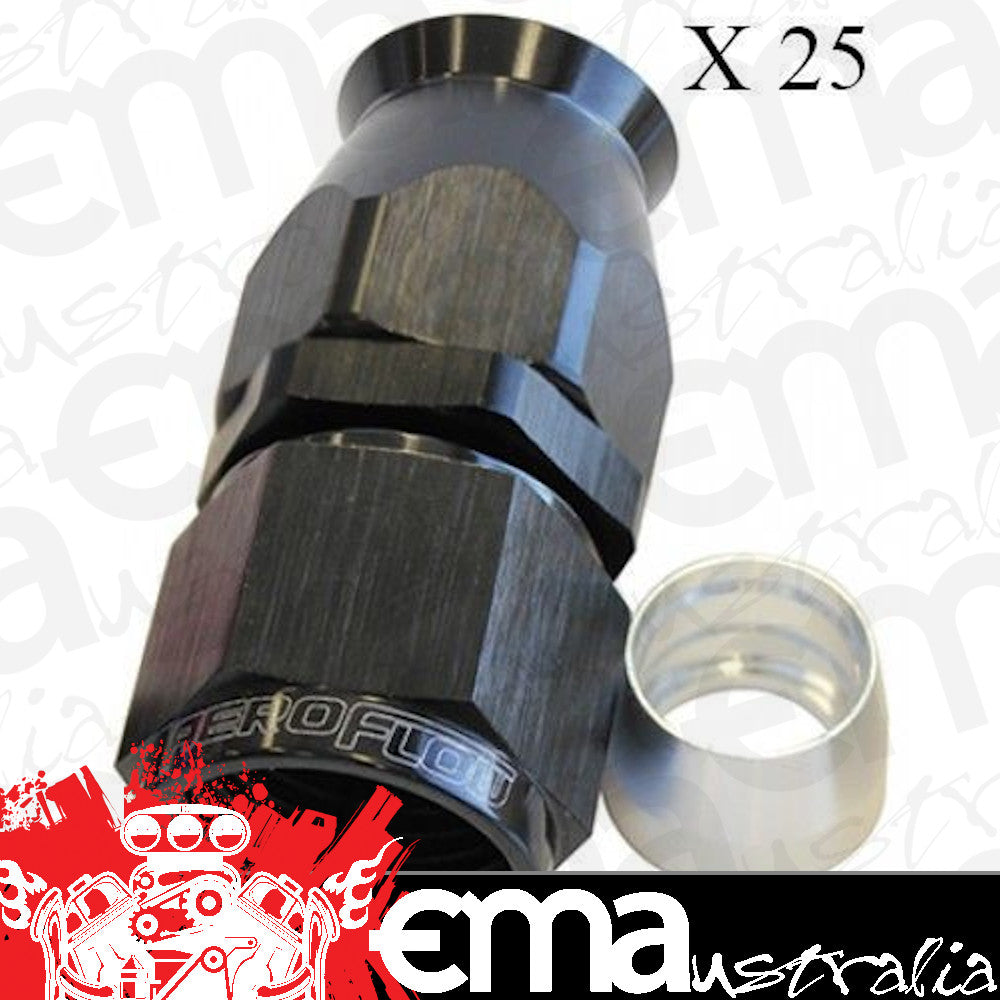 Aeroflow AF201-08DBLK-25 Alloy Straight Hose End -8AN Black Suit PTFE (25 Pack)