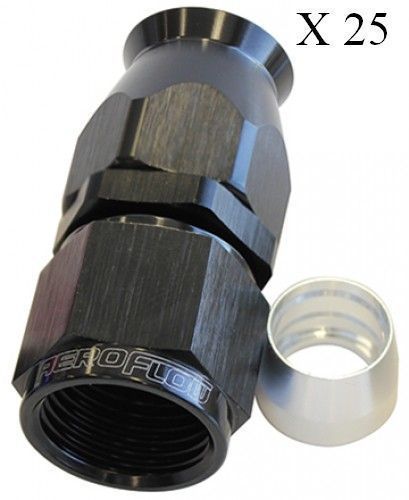 Aeroflow AF201-08DBLK-25 Alloy Straight Hose End -8AN Black Suit PTFE (25 Pack)