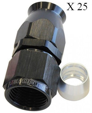 Aeroflow AF201-08DBLK-25 Alloy Straight Hose End -8AN Black Suit PTFE (25 Pack)