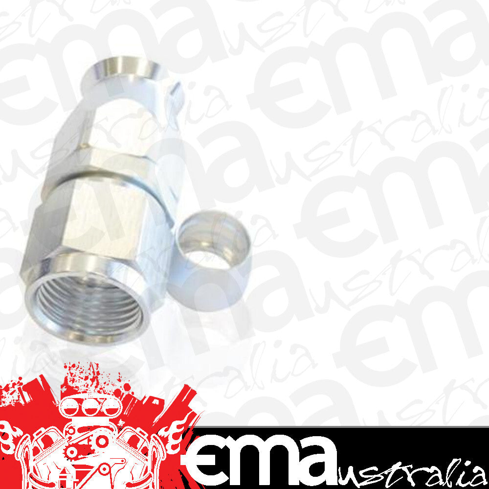 Aeroflow Performance Products AF201-08DS Alloy Straight Hose End -8AN Silver Swivel Nut Suit PTFE