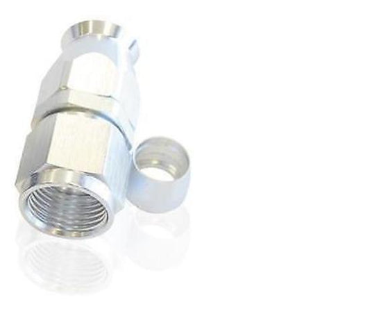Aeroflow AF201-12DS Alloy Straight Hose End -12AN Silver Swivel Nut Suit PTFE