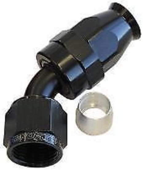 Aeroflow AF202-04DBLK Alloy 45 Deg Hose End -4AN Black Full Swivel Suit PTFE