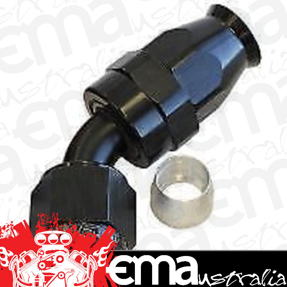 Aeroflow AF202-04DBLK Alloy 45 Deg Hose End -4AN Black Full Swivel Suit PTFE