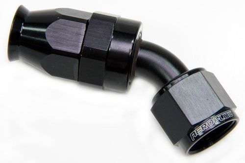 Aeroflow AF202-08DBLK Alloy 45 Deg Hose End -8AN Black Full Swivel Suit PTFE