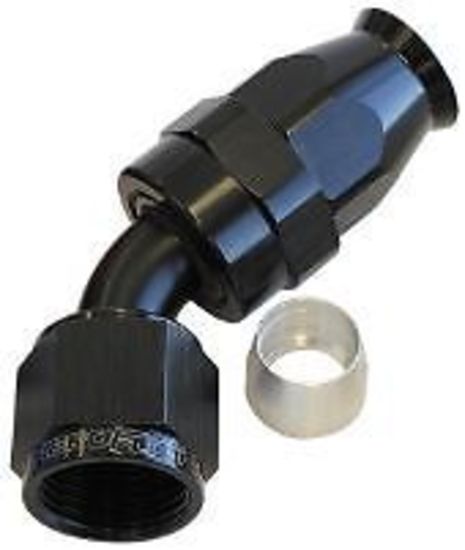 Aeroflow 200 & 250 series braided hose Alloy 45 Deg End -10AN Black Full Swivel Suit PTFE Aeroflow Performance Products AF202-10DBLK