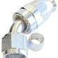 Aeroflow 200 & 250 series braided hose Alloy 45 Deg End -10AN Silver Full Swivel Suit PTFE Aeroflow Performance Products AF202-10DS