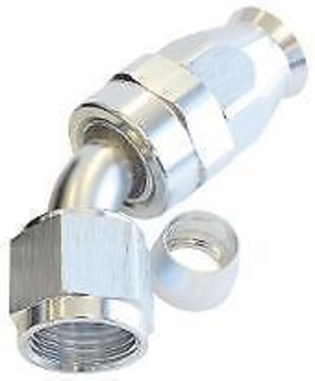 Aeroflow AF202-12DS Alloy 45 Deg Hose End -12AN Silver Full Swivel Suit PTFE