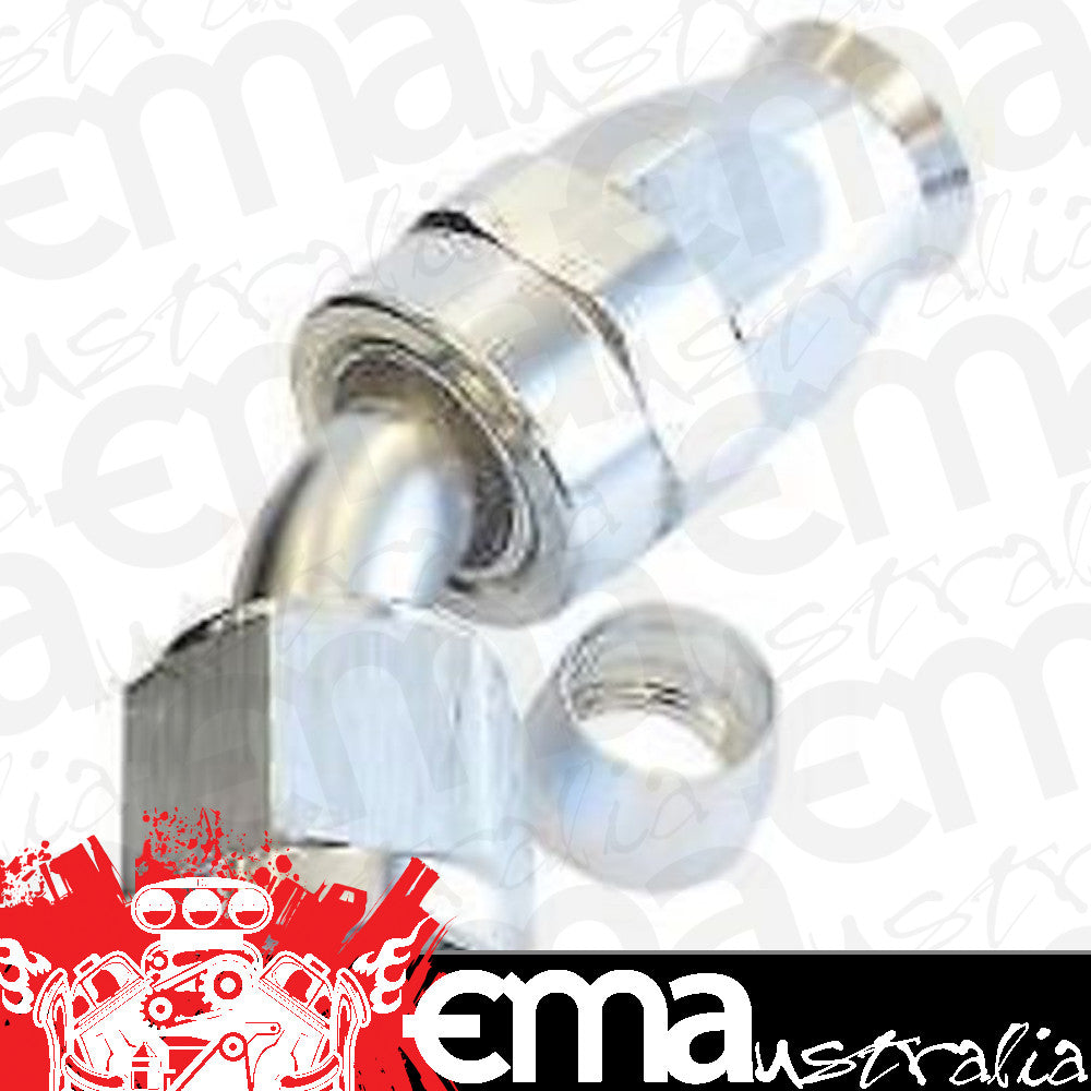 Aeroflow 200 & 250 series braided hose Alloy 45 Deg End -16AN Silver Full Swivel Suit PTFE Aeroflow Performance Products AF202-16DS
