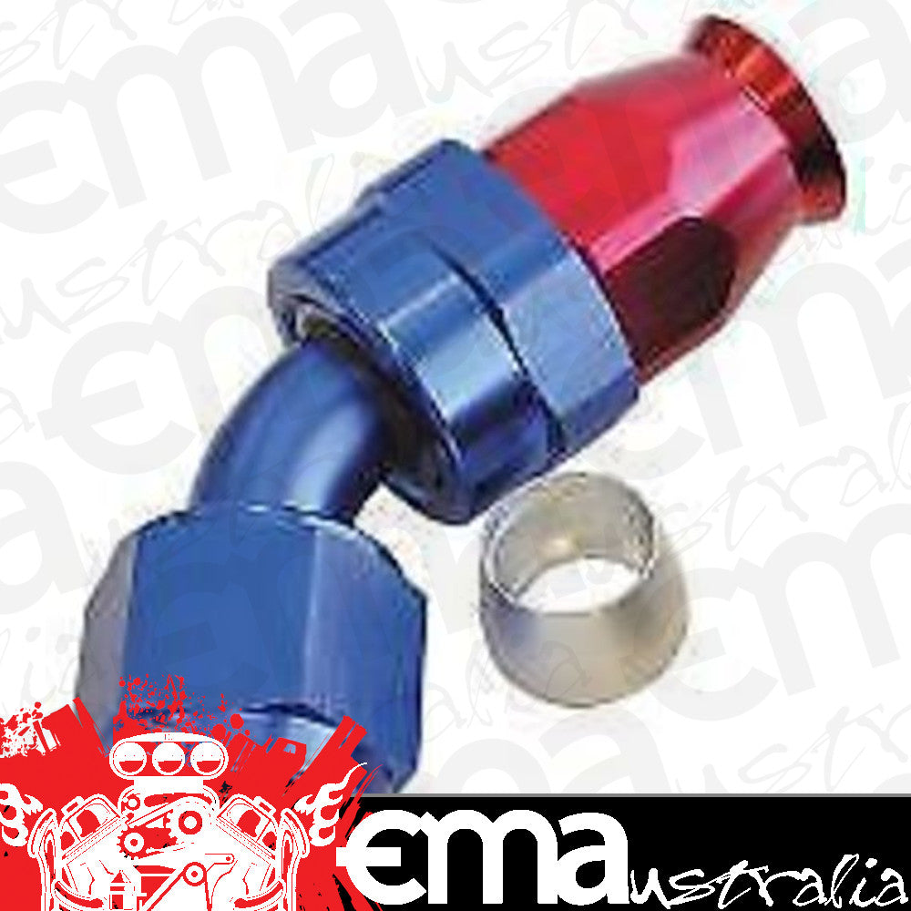 Aeroflow AF202-20D Alloy 45 Deg Hose End -20AN Blue Full Swivel Suit PTFE