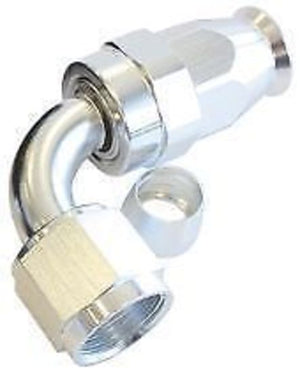 Aeroflow AF203-03DS Alloy 90 Deg Hose End -3AN Silver Swivel Nut Suit PTFE