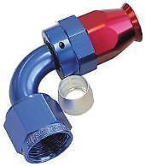 Aeroflow AF203-04D Alloy 90 Deg Hose End -4AN Blue Full Swivel Suit PTFE