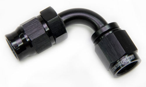 Aeroflow AF203-04DBLK Alloy 90 Deg Hose End -4AN Black Full Swivel Suit PTFE