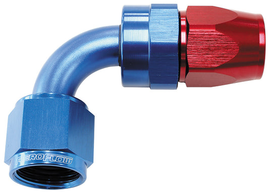 Aeroflow AF203-06D Alloy 90 Deg Hose End -6AN Blue Full Swivel Suit PTFE