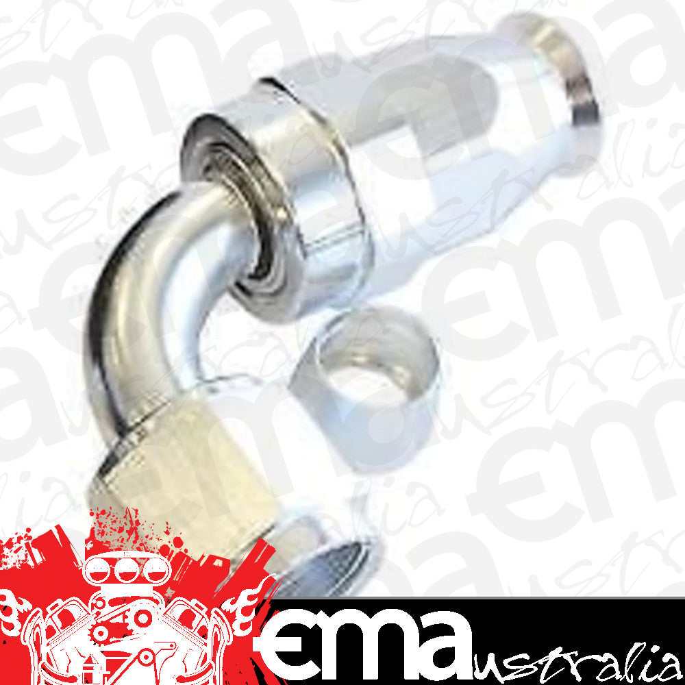 Aeroflow 200 & 250 series braided hose Alloy 90 Deg End -8AN Silver Full Swivel Suit PTFE Aeroflow Performance Products AF203-08DS