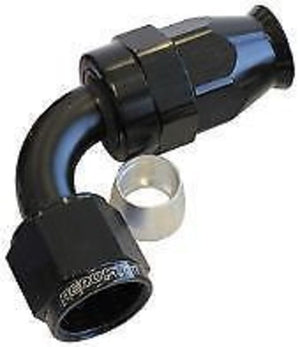 Aeroflow AF203-20DBLK Alloy 90 Deg Hose End -20AN Black Full Swivel Suit PTFE
