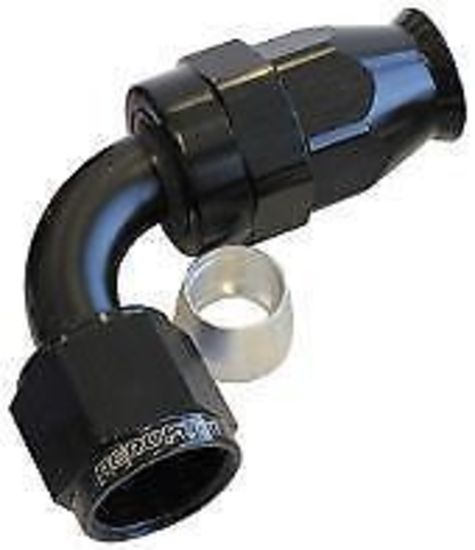 Aeroflow AF203-20DBLK Alloy 90 Deg Hose End -20AN Black Full Swivel Suit PTFE