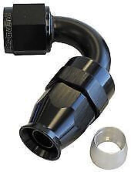 Aeroflow AF204-03DBLK Alloy 120 Deg Hose End -3AN Black Full Swivel Suit PTFE
