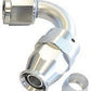 Aeroflow 200 & 250 series braided hose Alloy 120 Deg End -3AN Silver Full Swivel Suit PTFE Aeroflow Performance Products AF204-03DS