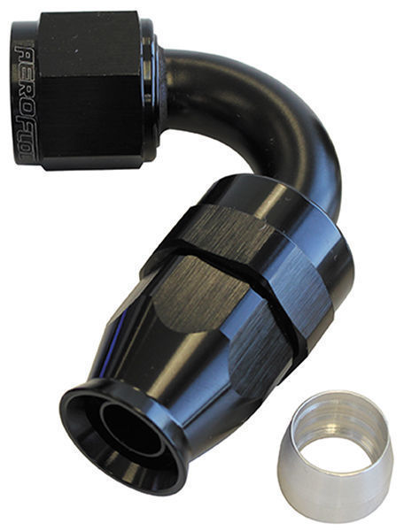 Aeroflow AF204-06DBLK Alloy 120 Deg Hose End -6AN Black Full Swivel Suit Teflon
