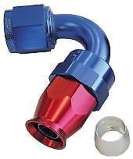 Aeroflow AF204-10D Alloy 120 Deg Hose End -10AN Blue Full Swivel Suit Teflon