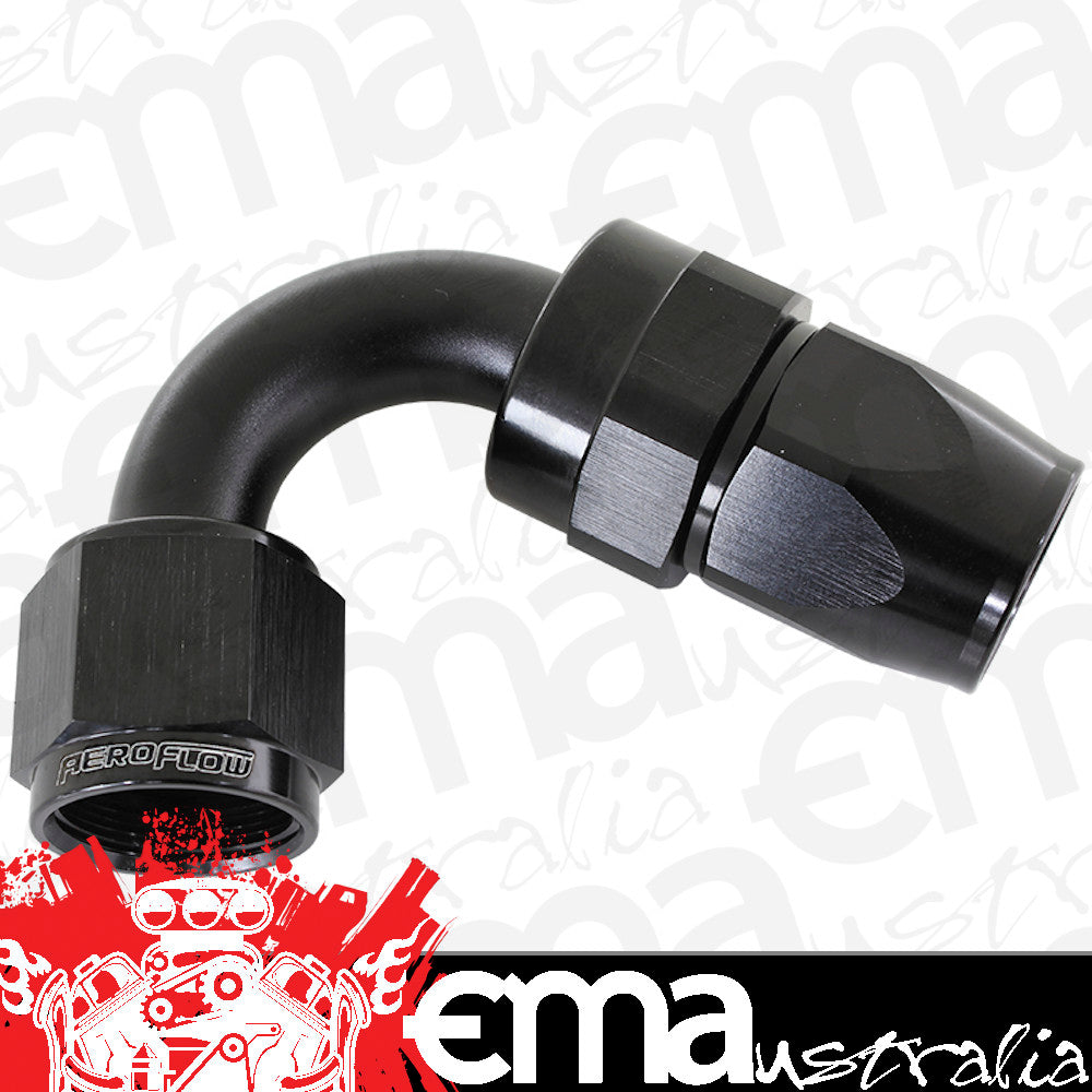 Aeroflow AF204-12DBLK Alloy 120 Deg Hose End -12AN Black Full Swivel Suit Teflon