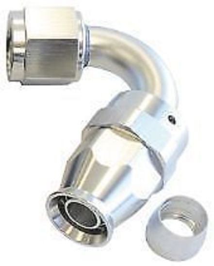 Aeroflow AF204-16DS Alloy 120 Deg Hose End -16AN Silver Full Swivel Suit Teflon