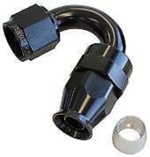Aeroflow 200 & 250 series braided hose Alloy 150 Deg End -4AN Black Full Swivel Suit Teflon Aeroflow Performance Products AF205-04DBLK