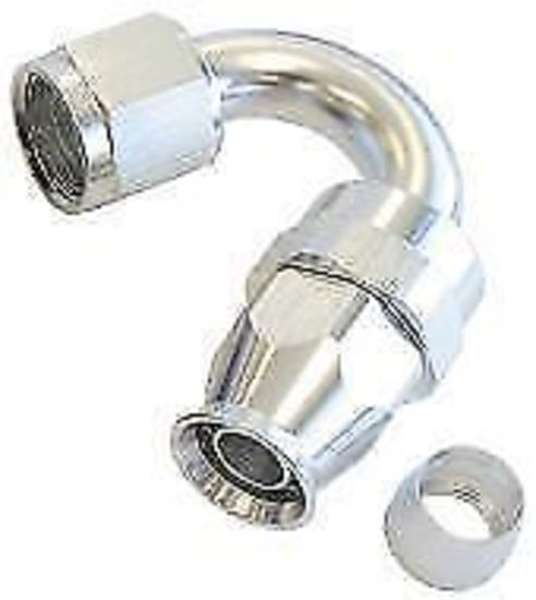 Aeroflow AF205-04DS Alloy 150 Deg Hose End -4AN Silver Full Swivel Suit Teflon