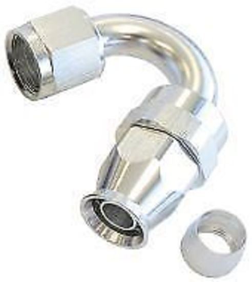 Aeroflow AF205-16DS Alloy 150 Deg Hose End -16AN Silver Full Swivel Suit Teflon