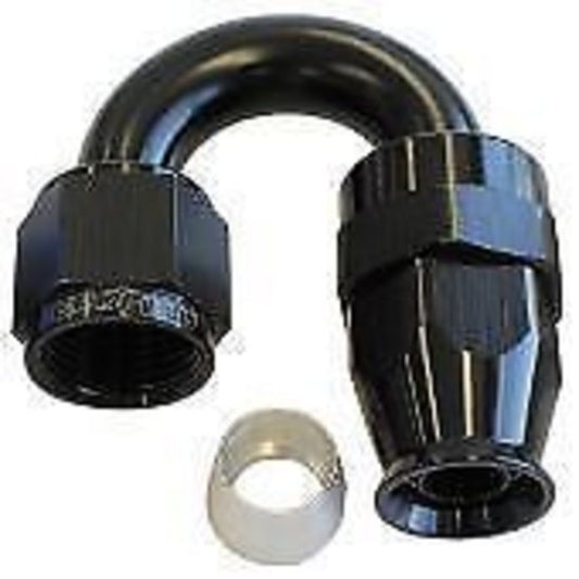 Aeroflow AF206-04DBLK Alloy 180 Deg Hose End -4AN Black Full Swivel Suit Teflon