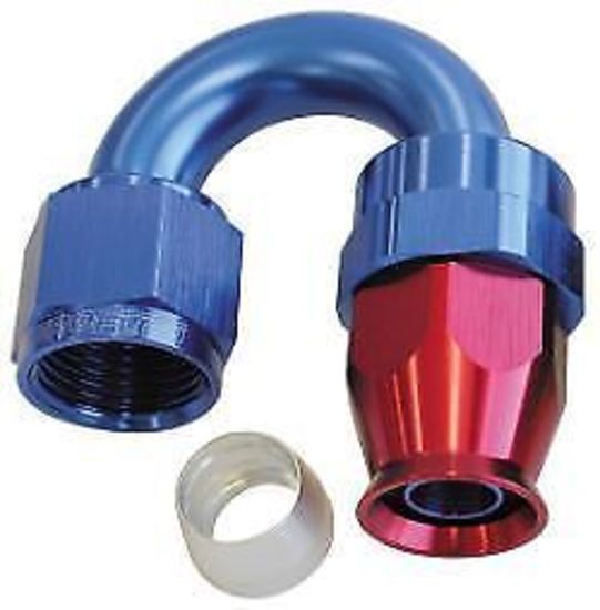 Aeroflow AF206-06D Alloy 180 Deg Hose End -6AN Blue Full Swivel Suit Teflon