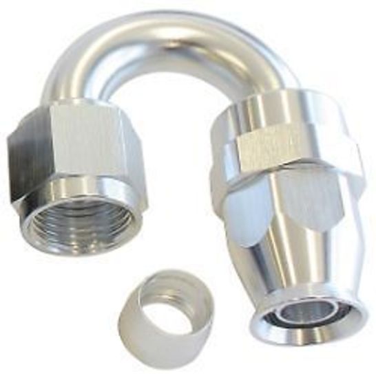 Aeroflow Performance Products AF206-06DS Alloy 180 Deg Hose End -6AN Silver Full Swivel Suit Teflon