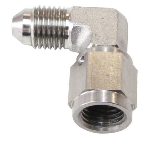Aeroflow AF207-04 S/S 90 Deg Female - Male -4AN Stainless Steel Swivel Nut