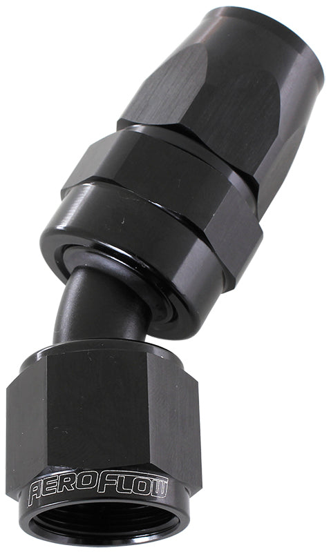 Aeroflow AF207-06DBLK Alloy 30 Deg Hose End -6AN Black Swivel Nut Suit Teflon