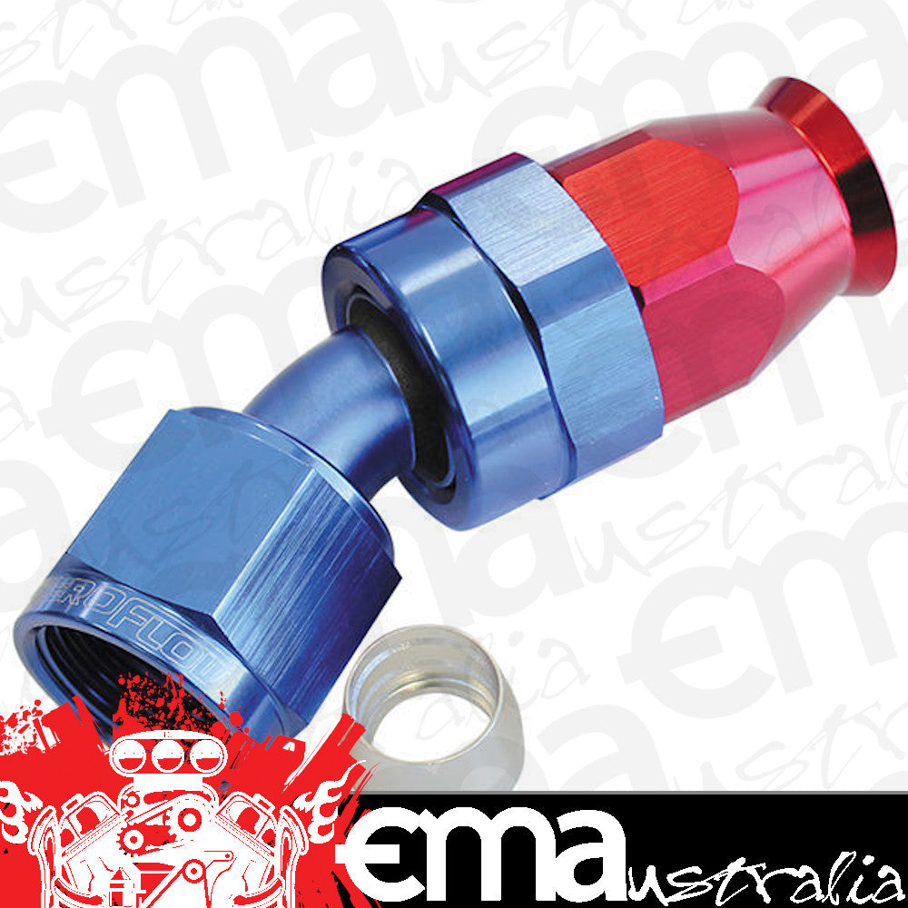 Aeroflow Performance Products AF207-08D Alloy 30 Deg Hose End -8AN Blue Swivel Nut Suit Teflon