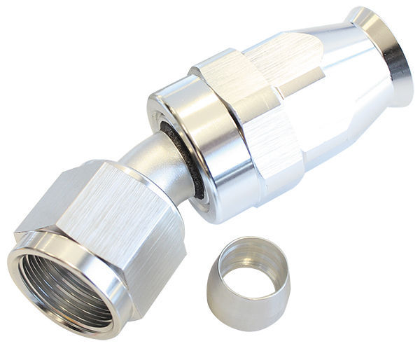 Aeroflow AF207-08DS Alloy 30 Deg Hose End -8AN Silver Swivel Nut Suit Teflon