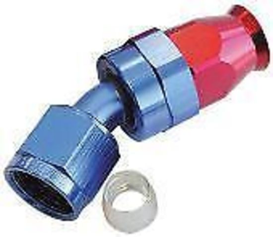 Aeroflow AF207-10D Alloy 30 Deg Hose End -10AN Blue Swivel Nut Suit Teflon