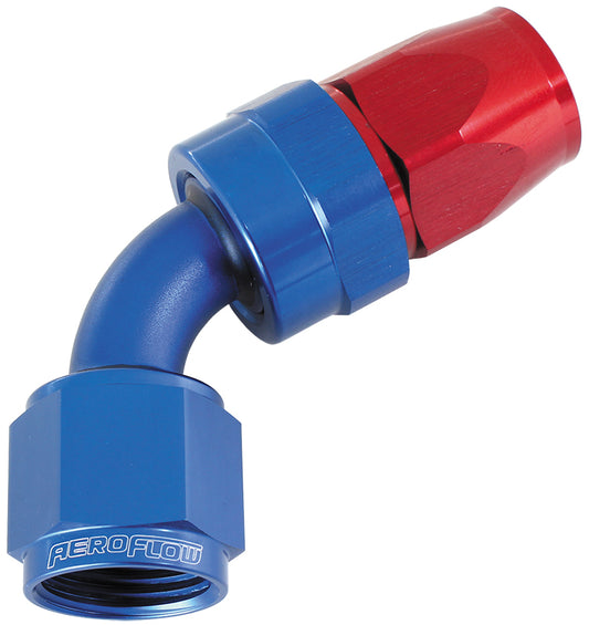 Aeroflow AF208-08D Alloy 60 Deg Hose End -8AN Blue Swivel Nut Suit Teflon