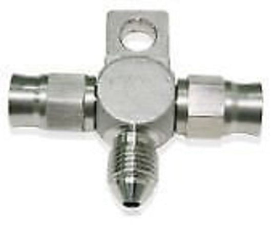 Aeroflow AF328-03-03 Stainless -3AN Tee with Mount Teflon Ends with -3AN On Side