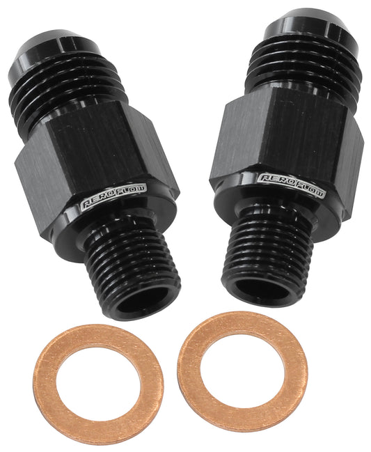 Aeroflow AF395-06BLK C4 Trans Fitting -6 x 1/8-27. Black 1/8-27" Straight Npsm.