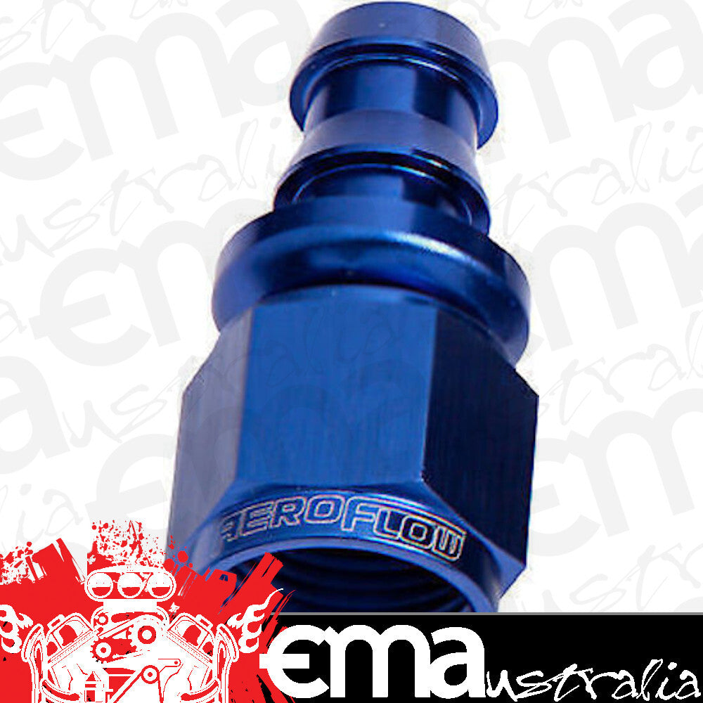Aeroflow AF401-04 Straight Push Lock End -4AN Blue No Clamp Required