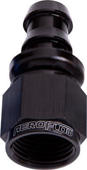 Aeroflow AF401-06BLK Straight Push Lock End -6AN Black No Clamp Required